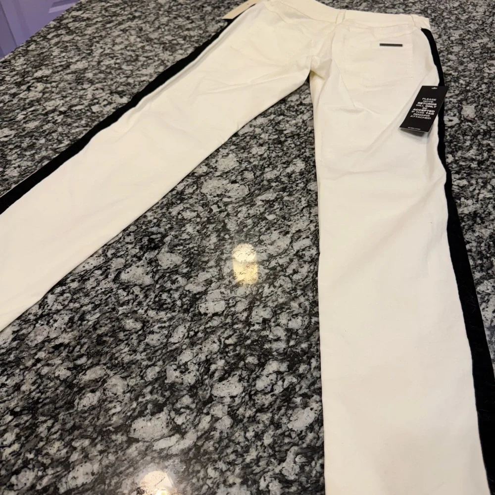 BCBGMaxAzria Beige and Black Panel Straight Leg Pants - Picture 7 of 10